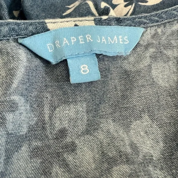 Draper James 8 Sleeveless Denim Wrap Midi Length Dress 100% Cotton - Picture 10 of 12